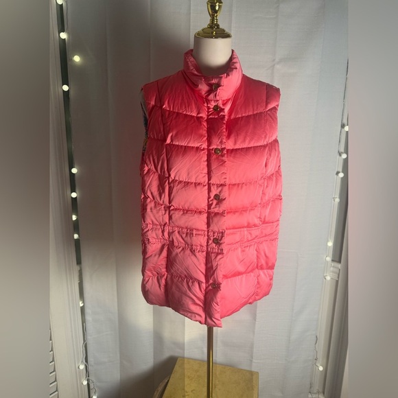 Lilly Pulitzer Pink Quilted Vest with Glossy Finish - Picture 1 of 11